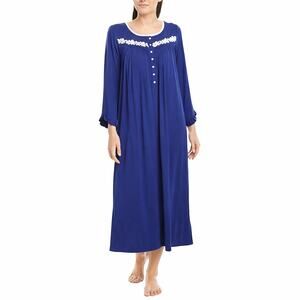 Eileen West Lace Detail Night Gown Navy Blue Sz Medium